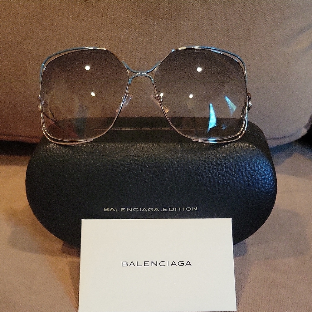 NEW! Authentic Balenciaga Silver Sunglasses Designer Accessories